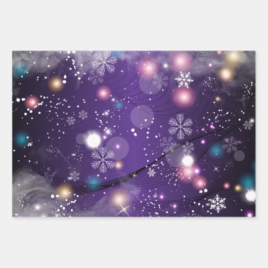Gleaming Misty Paarse Kerstwinter Wonderland Inpakpapier Vel (Voorkant)