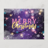 Gleaming Paarse Winter Wonderland Merry Kerstmis Feestdagenkaart (Voorkant)