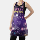 Gleaming Paarse Winter Wonderland Merry Kerstmis Schort (Insitu)