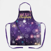 Gleaming Paarse Winter Wonderland Merry Kerstmis Schort (Voorkant)