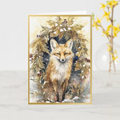 Gleaming Woodland Delights Fox Kaart (Gele Bloem)