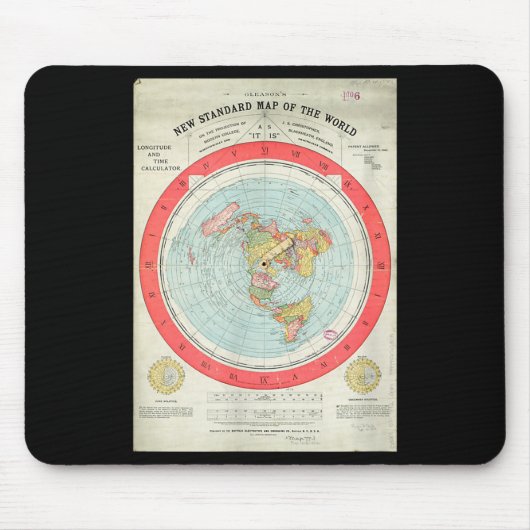 Gleason's New Standard Map Of The World - Flat Ear Muismat (Voorkant)
