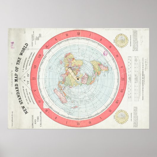 Gleason's "NEW STANDARD MAP OF THE WORLD"-Poster Poster (Voorkant)