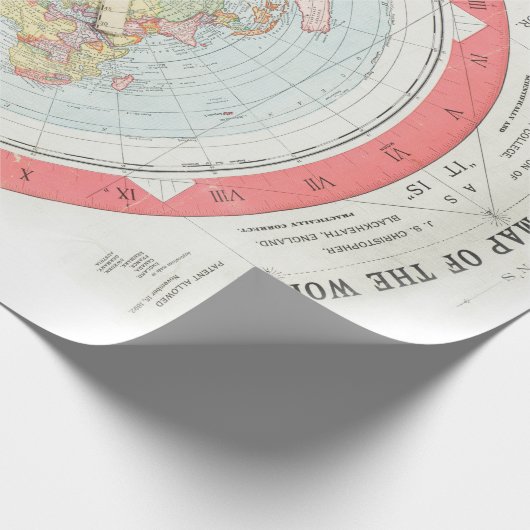 Gleason's 'NEW STANDARD MAP OF THE WORLD'-Wrap Cadeaupapier (Hoek)