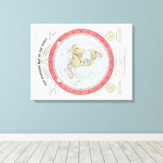 Gleason's NIEUWE STANDAARD KAART VAN DE WERELD - C Canvas Afdruk (Insitu (Houten vloer))