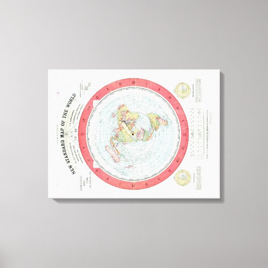 Gleason's NIEUWE STANDAARD KAART VAN DE WERELD - C Canvas Afdruk (Voorkant)