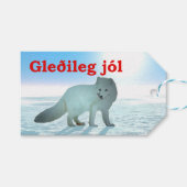 Gleðileg Jól - Arctic Fox Cadeaulabel (Voorkant (Horizontaal))