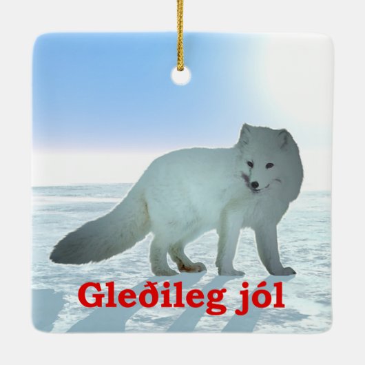Gleðileg Jól - Arctic Fox Keramisch Ornament (Achterkant)
