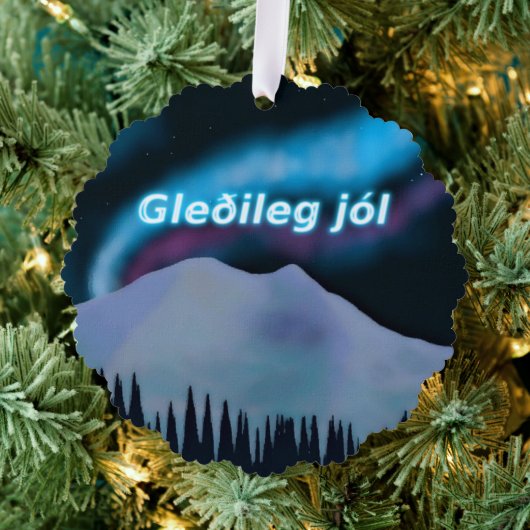 Gleðileg Jól - Blue Aurora Ornament Kaart (Insitu (Drie))