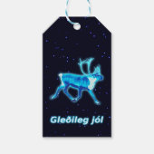 Gleðileg Jól - Blue Cariou (rendier) Cadeaulabel (Voorkant)