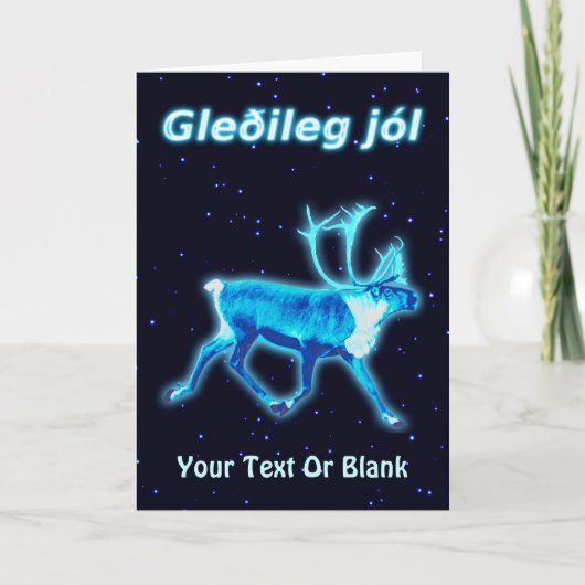 Gleðileg Jól - Blue Cariou (rendier) Feestdagen Kaart (Voorkant)