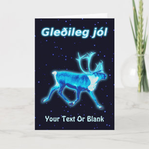 Gleðileg Jól - Blue Cariou (rendier) Feestdagen Kaart