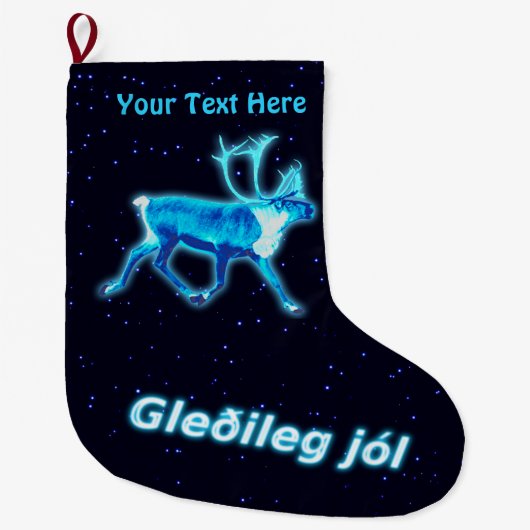 Gleðileg Jól - Blue Cariou (rendier) Grote Kerstsok (Voorkant)