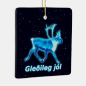 Gleðileg Jól - Blue Cariou (rendier) Keramisch Ornament (Rechts)