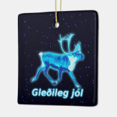 Gleðileg Jól - Blue Cariou (rendier) Keramisch Ornament (Links)