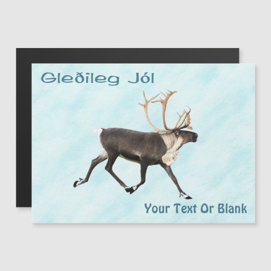 Gleðileg Jól - Bull Cariou (rendier) op sneeuw (Voorkant / Achterkant)