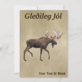 Gleðileg Jól - Bull Moose op oud papier (Voorkant)