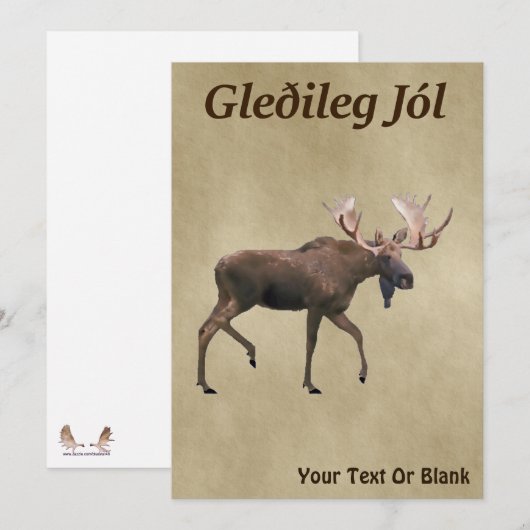 Gleðileg Jól - Bull Moose op oud papier (Voorkant / Achterkant)