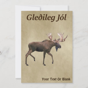 Gleðileg Jól - Bull Moose op oud papier