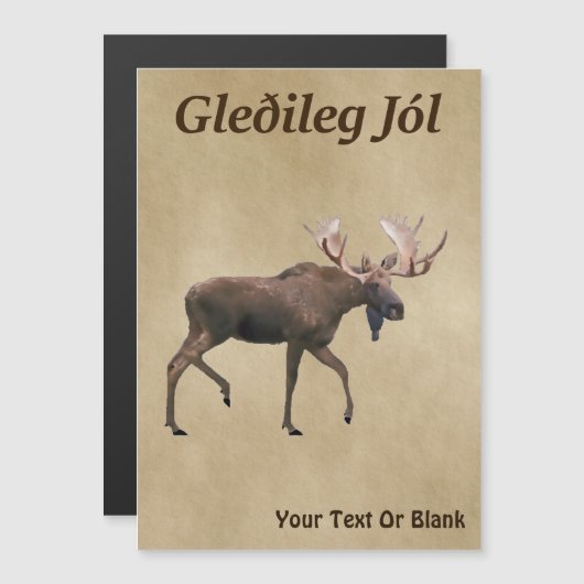 Gleðileg Jól - Bull Moose op oud papier (Voorkant / Achterkant)