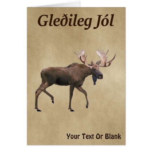 Gleðileg Jól - Bull Moose op oud papier (Voorkant)