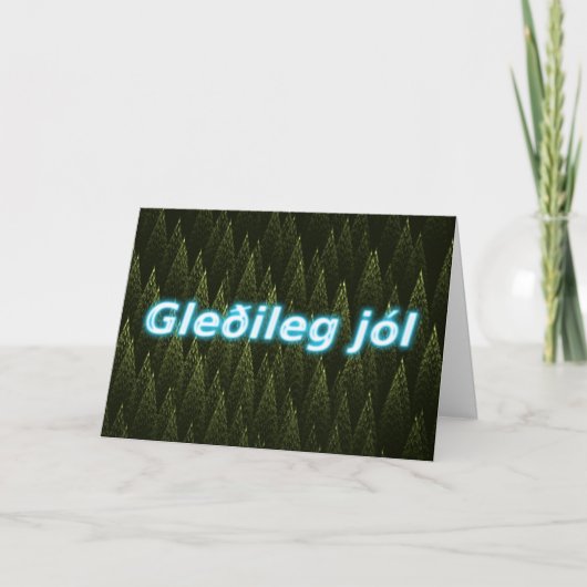 Gleðileg Jól - Conifers Feestdagen Kaart (Voorkant)
