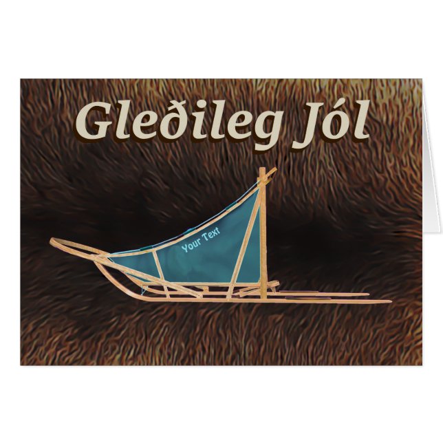 Gleðileg Jól - Dog Sled (Voorkant Horizontaal)