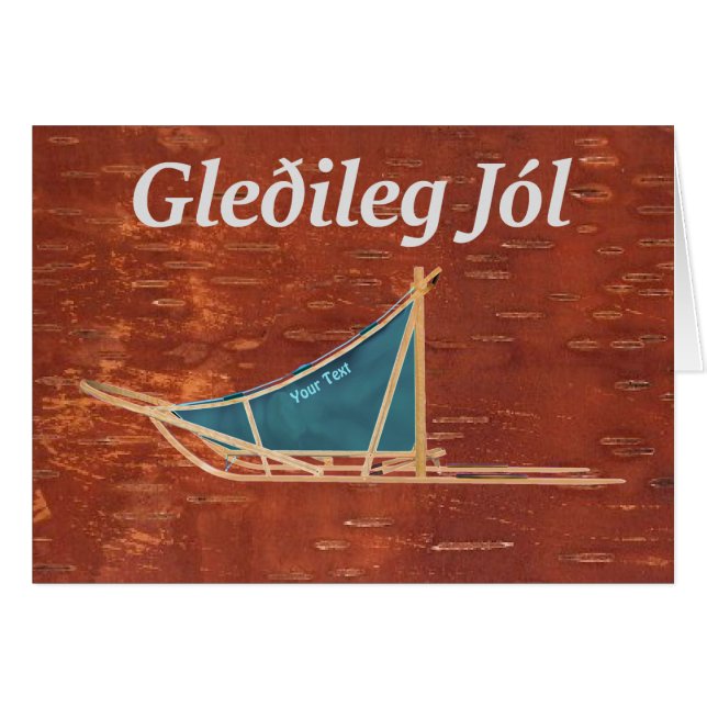 Gleðileg Jól - Dog Sled (Voorkant Horizontaal)