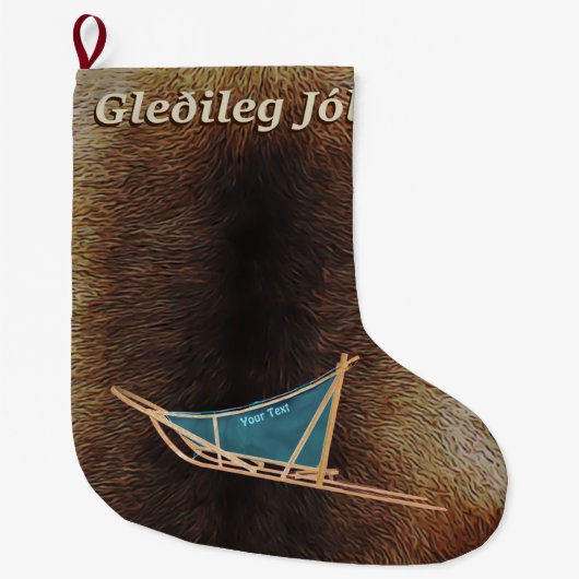 Gleðileg Jól - Dog Sled Grote Kerstsok (Voorkant)