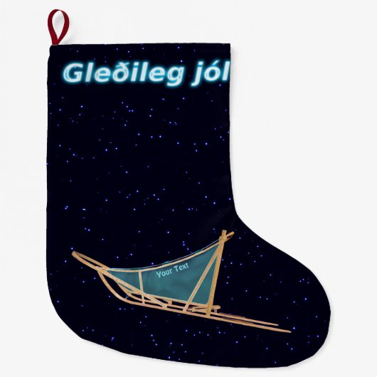 Gleðileg Jól - Dog Sled Grote Kerstsok (Voorkant)