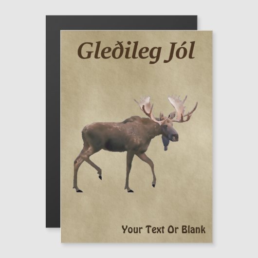 Gleðileg Jól - Eland op oud papier (Voorkant / Achterkant)