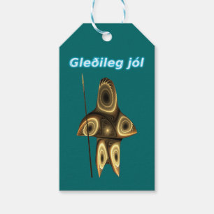Gleðileg jól - Fractal Inuit Hunter Cadeaulabel