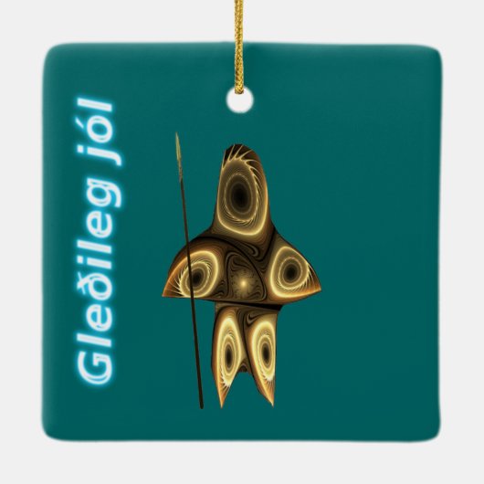 Gleðileg jól - Fractal Inuit Hunter Keramisch Ornament (Achterkant)