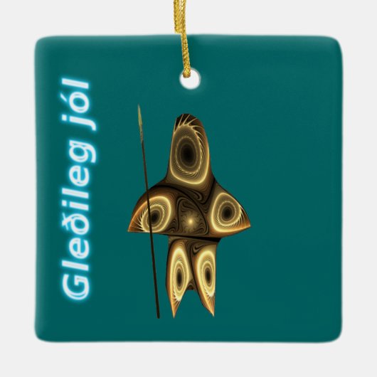Gleðileg jól - Fractal Inuit Hunter Keramisch Ornament (Voorkant)