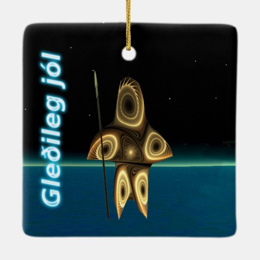 Gleðileg jól - Fractal Inuit Hunter Keramisch Ornament (Achterkant)
