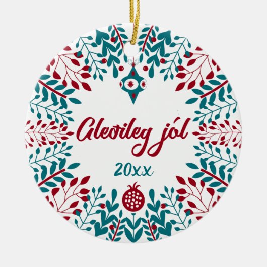 Gleðileg jól, IJslandse kerstgroet Keramisch Ornament (Voorkant)