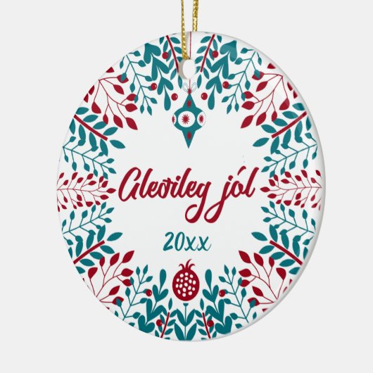 Gleðileg jól, IJslandse kerstgroet Keramisch Ornament (Links)