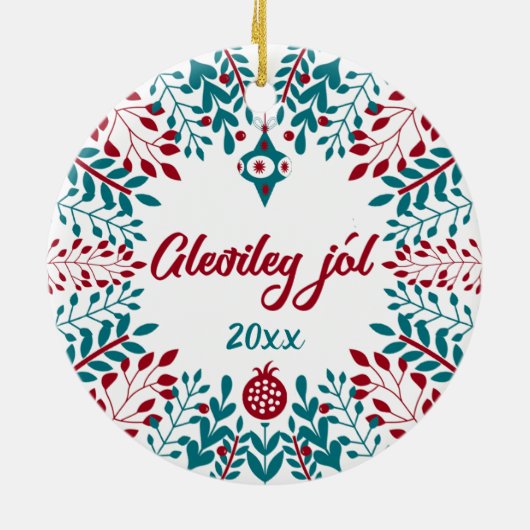 Gleðileg jól, IJslandse kerstgroet Keramisch Ornament (Achterkant)