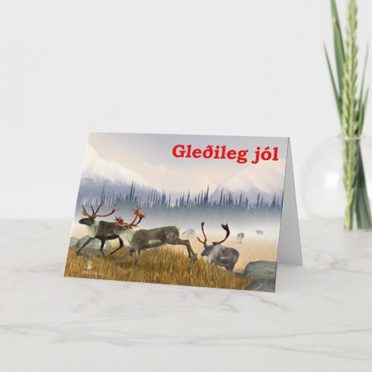 Gleðileg jól - jagers in de mist feestdagen kaart (Voorkant)