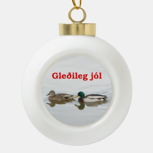 Gleðileg jól - Mallards Keramische Bal Ornament (Voorkant)