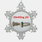 Gleðileg jól - Mallards Tin Sneeuwvlok Ornament (Voorkant)