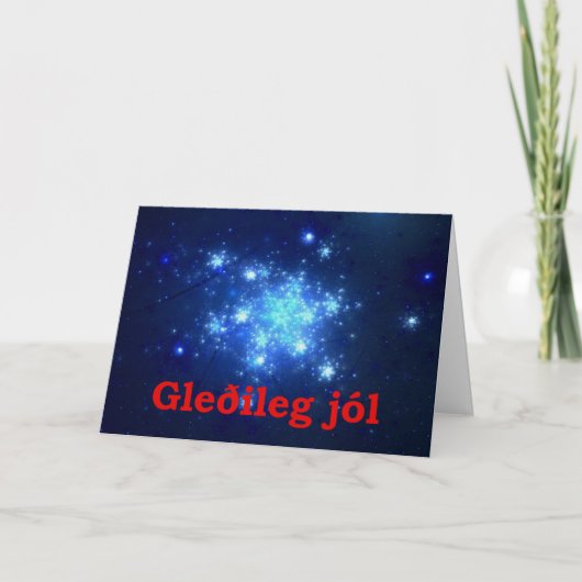 Gleðileg Jól - Night Sky Feestdagen Kaart (Voorkant)