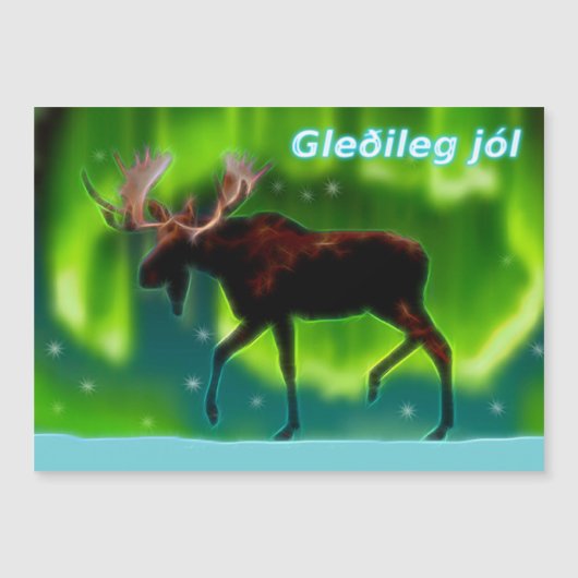 Gleðileg jól - Northern Lights Moose (Voorkant)