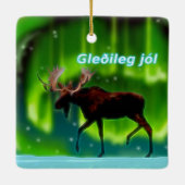 Gleðileg jól - Northern Lights Moose Keramisch Ornament (Achterkant)