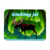 Gleðileg jól - Northern Lights Moose Magneet (Horizontaal)