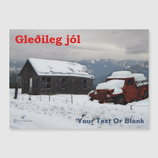 Gleðileg Jól - Old Red Truck (Voorkant)