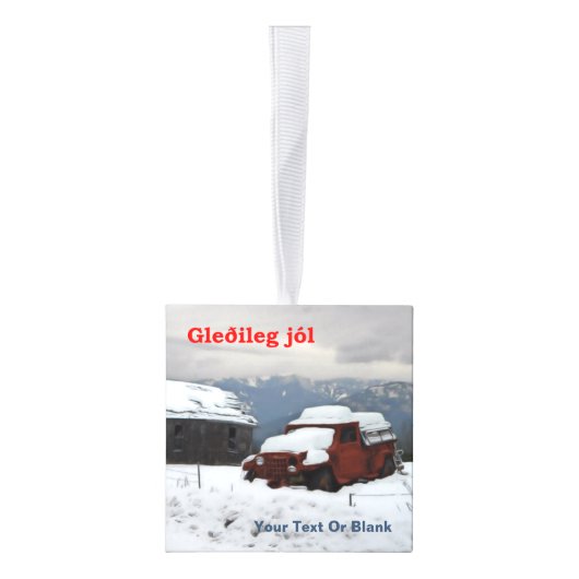 Gleðileg Jól - Old Red Truck Decoratie (Rechts)