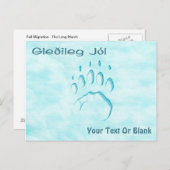 Gleðileg Jól - Polar Beer Paw Print Briefkaart (Voorkant / Achterkant)