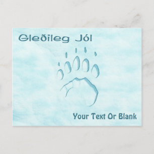 Gleðileg Jól - Polar Beer Paw Print Briefkaart