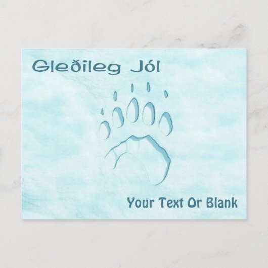 Gleðileg Jól - Polar Beer Paw Print Briefkaart (Voorkant)